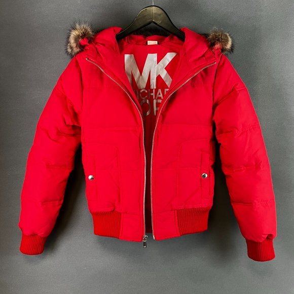 Michael Kors red bomber down jacket, really good condition, worn only few times - Picture 1 of 14